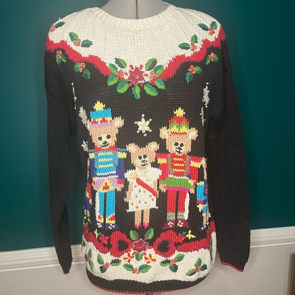 Vintage Festive Teddy Bear Christmas Sweater - Picture 1 of 5